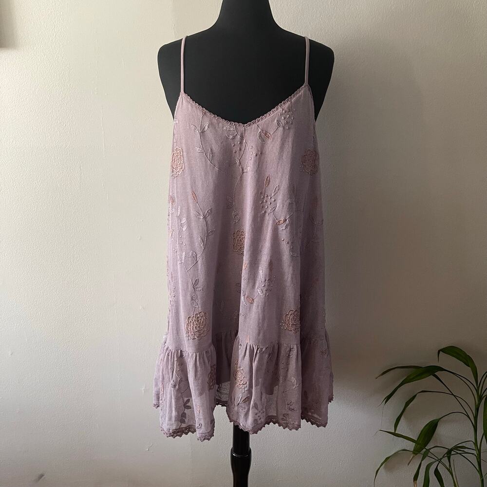 LOGO Layers Lori Goldstein Camisole Slip Dress Womens XL Dusty Lavender Bohemian